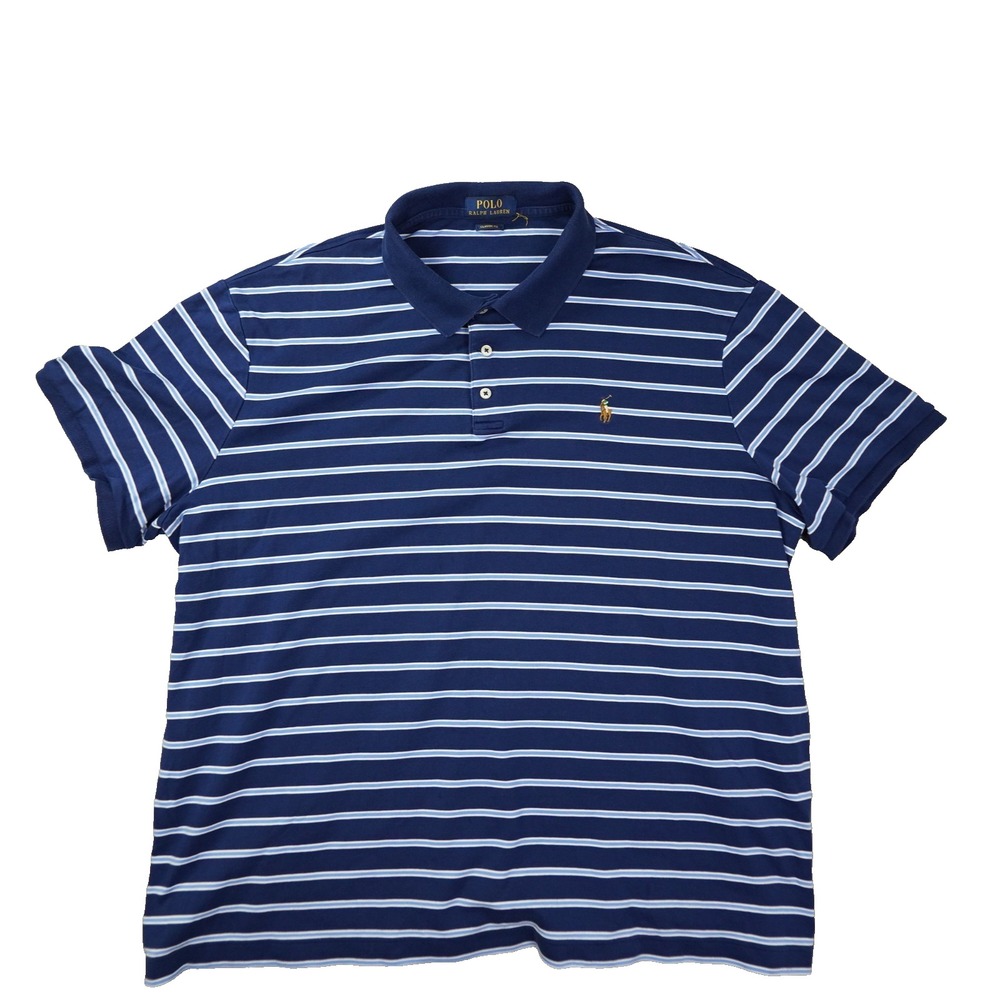Polo Ralph Lauren Classic Fit Polo Shirt Mens XXL Blue Stripe Nautical